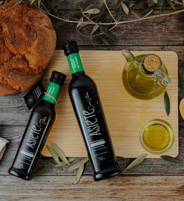Aceite de Oliva Virgen Extra ecológico: Arbequina + Royeta de Asque. Botella de vidrio de 25cl - Imagen 3