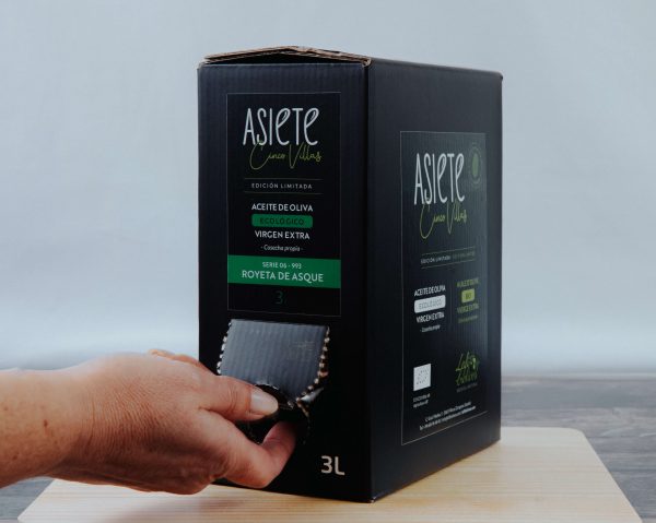Aceite de Oliva Virgen Extra ecológico: Royeta de Asque. Caja de 6x3 litros. - Imagen 3
